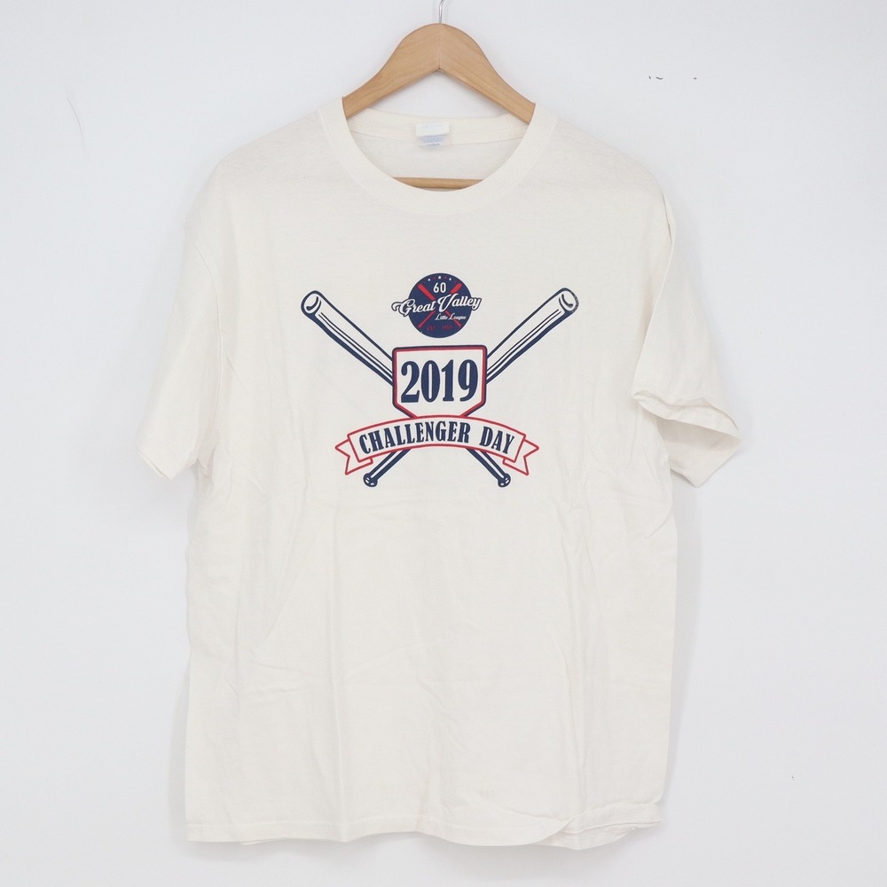 Port & Company T-Shirt Mens L Core Cotton White 2019 Challenger Day Baseball Exc
